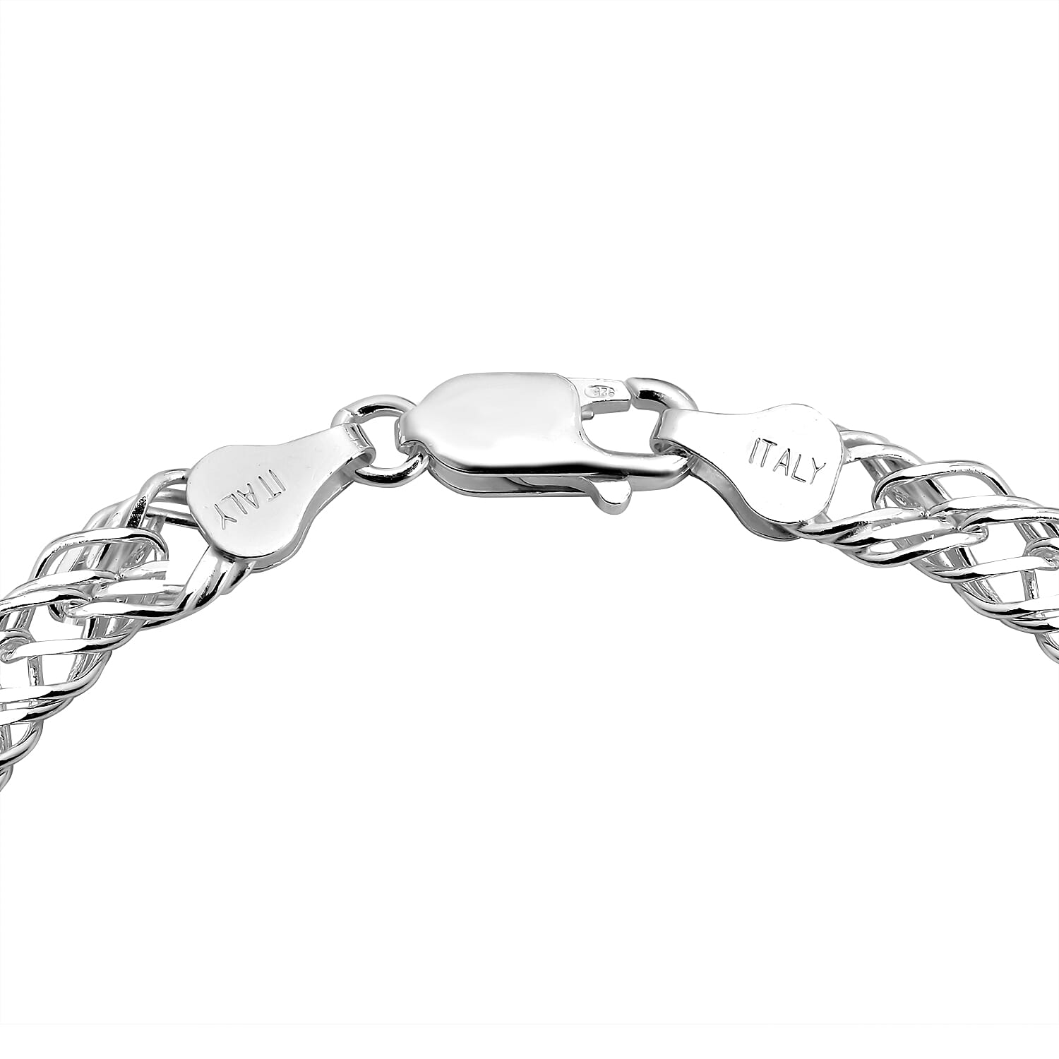 Hatton Garden Closeout Deal - Sterling Silver Double Curb Bracelet (Size - 7.5) With Lobster Clasp