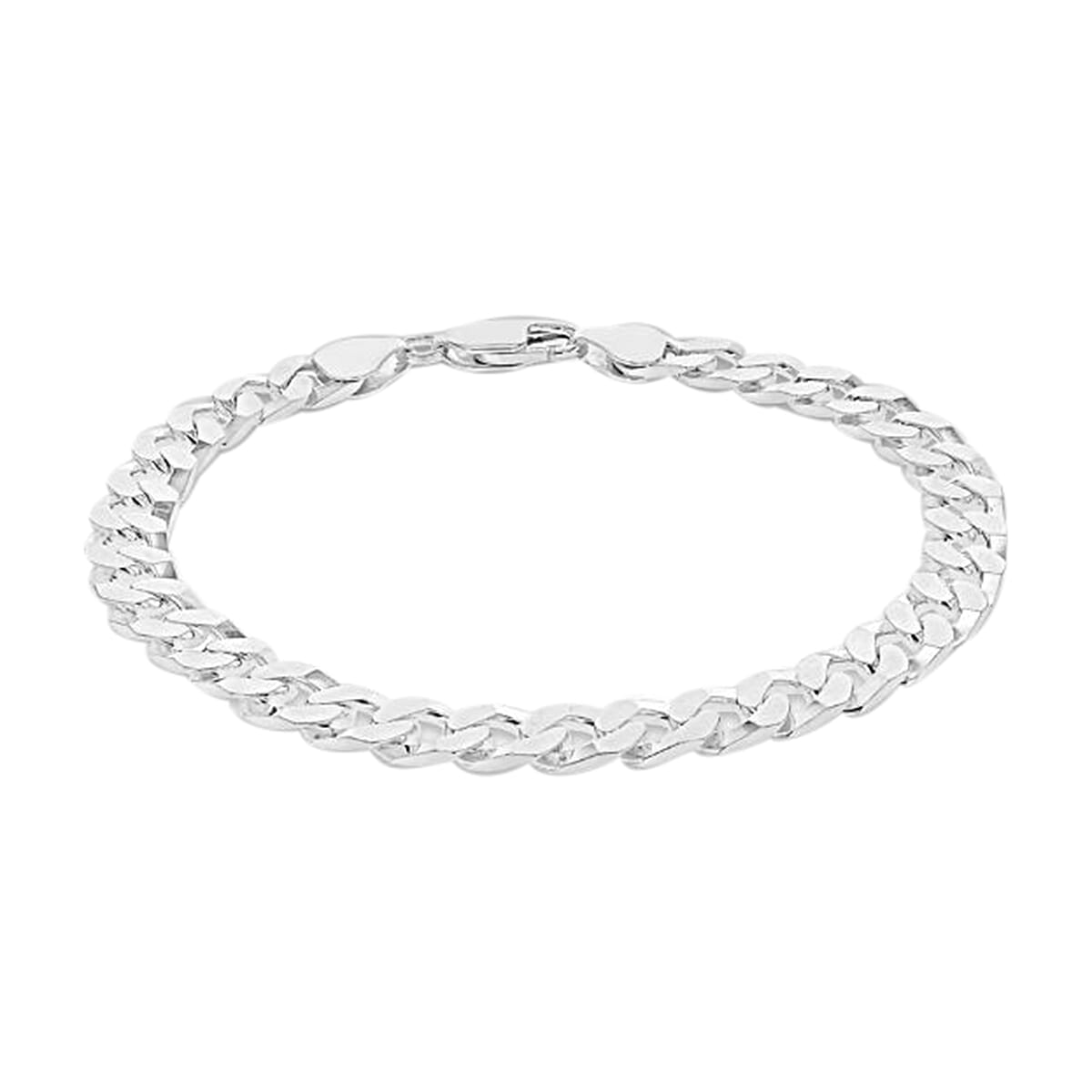 Italian Made- Sterling Silver Curb Bracelet (Size 8), Silver wt 12.00 Gms