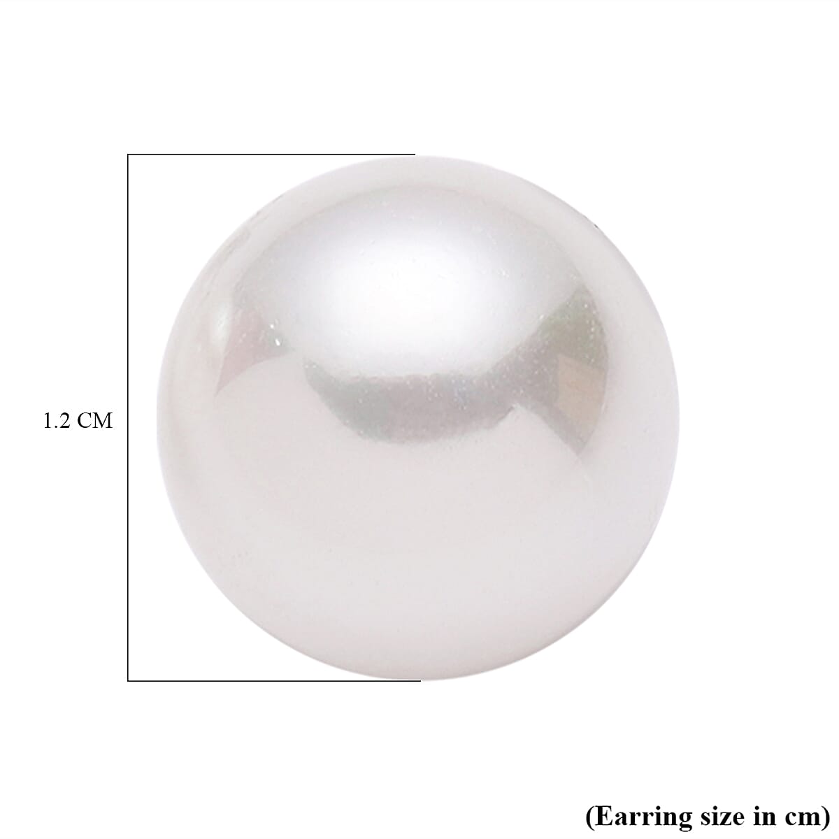 White Shell Pearl Stud Earrings (with Push Back) in Rhodium Overlay Sterling Silver