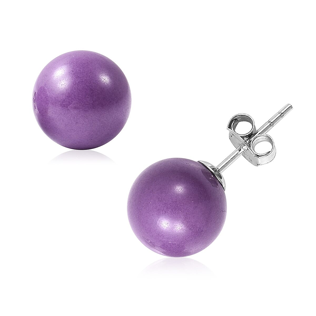 South American Phosphosiderite Bead Stud Earrings (with Push Back) in Rhodium Overlay Sterling Silver 12.00 Ct.