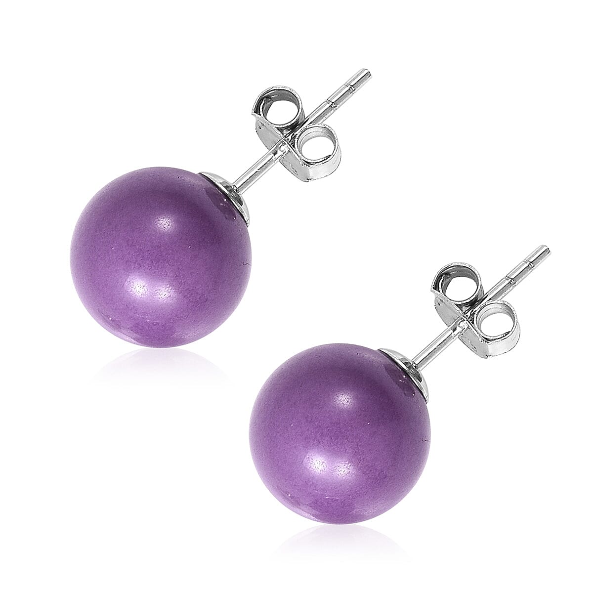 South American Phosphosiderite Bead Stud Earrings (with Push Back) in Rhodium Overlay Sterling Silver 12.00 Ct.