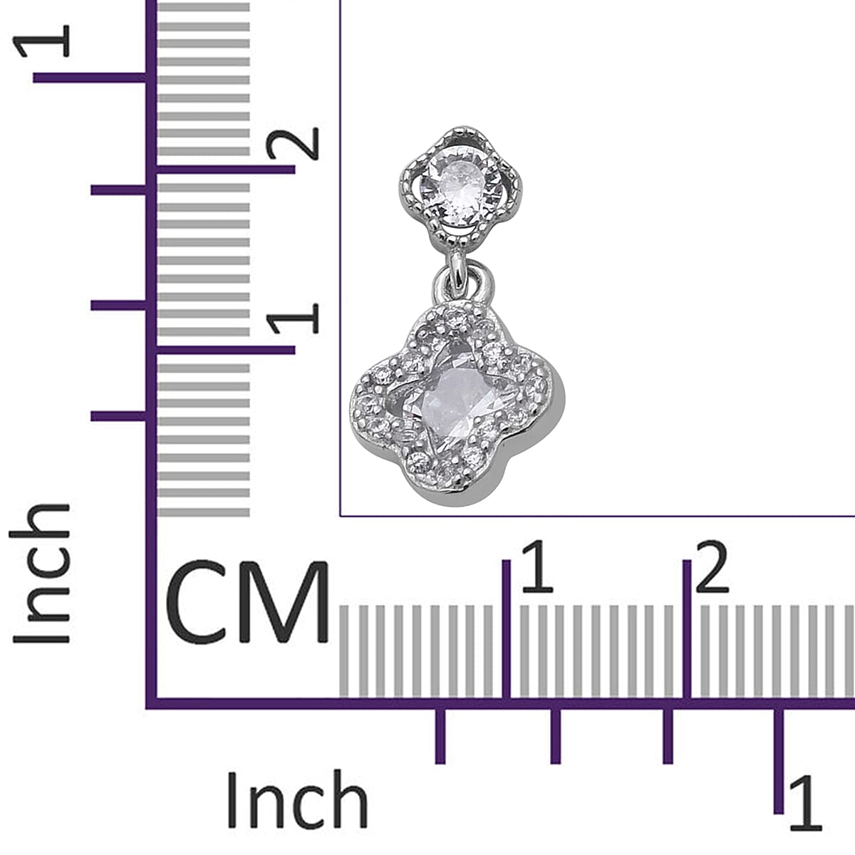 ELANZA Simulated Diamond (Rnd) Earrings (with Push Back) in Rhodium Overlay Sterling Silver