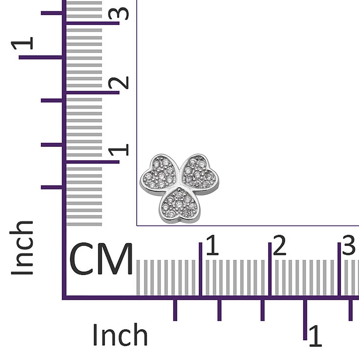 ELANZA Simulated Diamond (Rnd) Stud Earrings (with Push Back) in Rhodium Overlay Sterling Silver