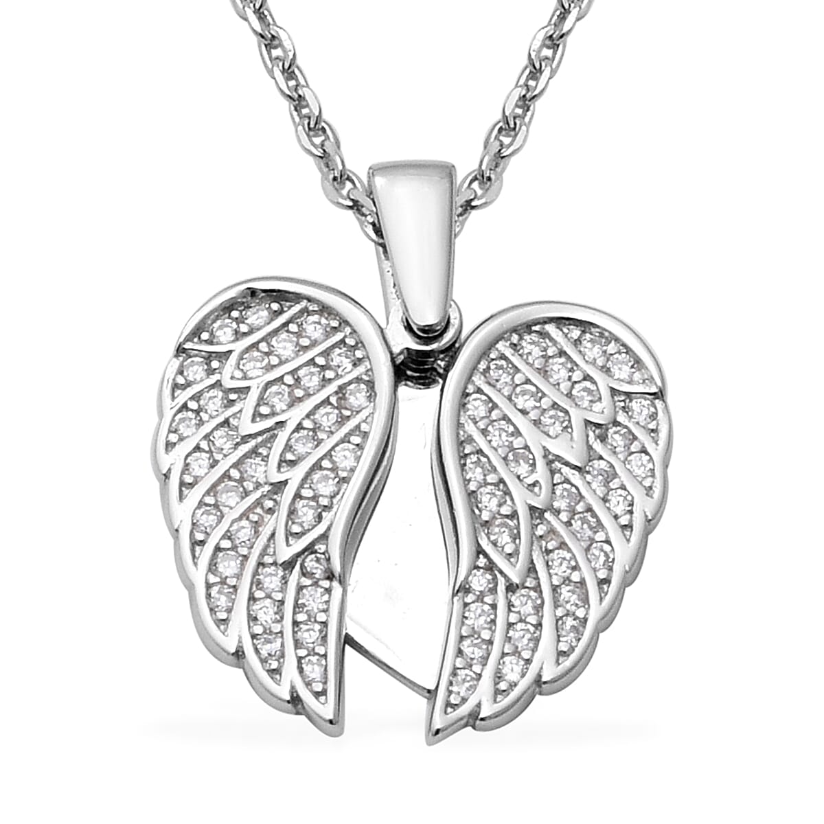 ELANZA Simulated Diamond (Rnd) Adjustable Necklace (Size 17 with 1 inch Extender) in Rhodium Overlay Sterling Silver, Silver wt 6.10 Gms