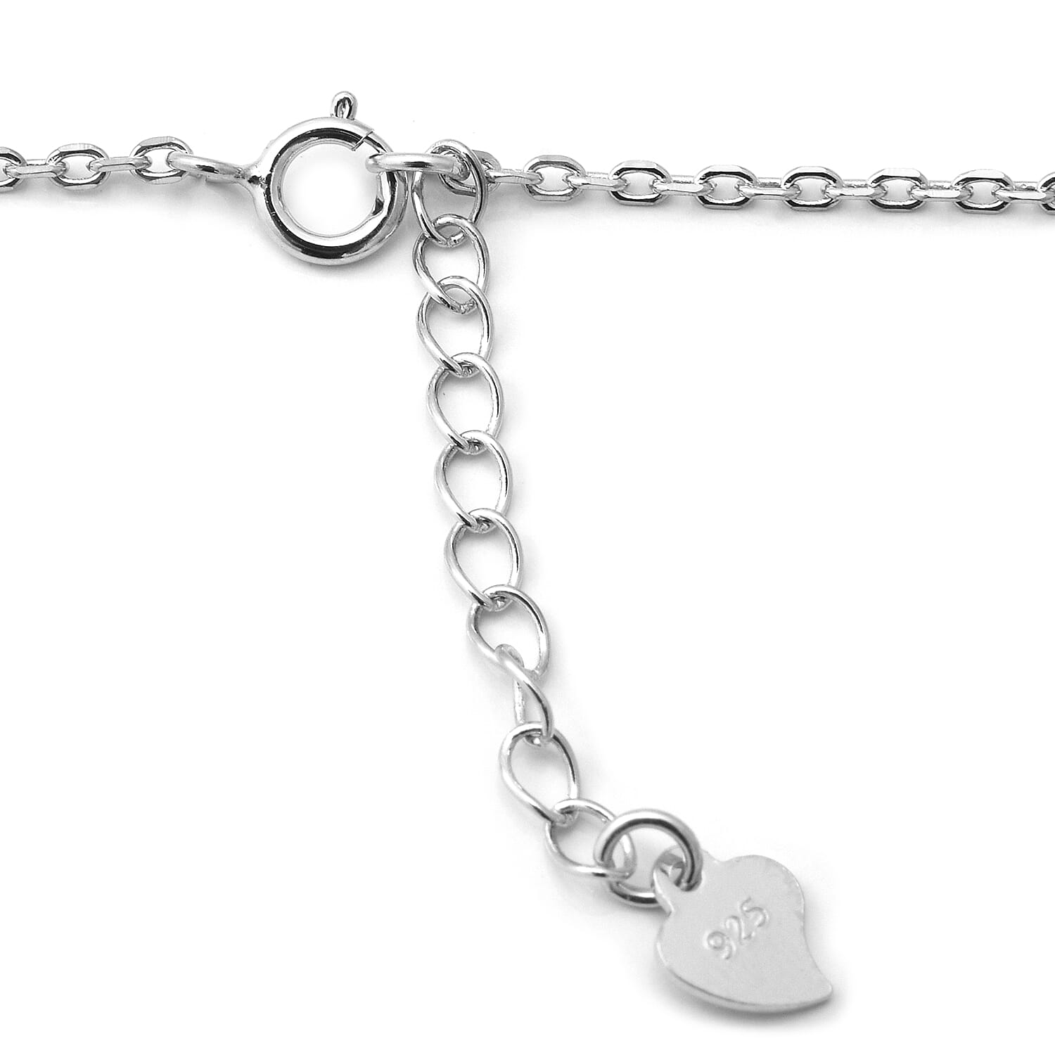 ELANZA Simulated Diamond (Rnd) Adjustable Necklace (Size 17 with 1 inch Extender) in Rhodium Overlay Sterling Silver, Silver wt 6.10 Gms