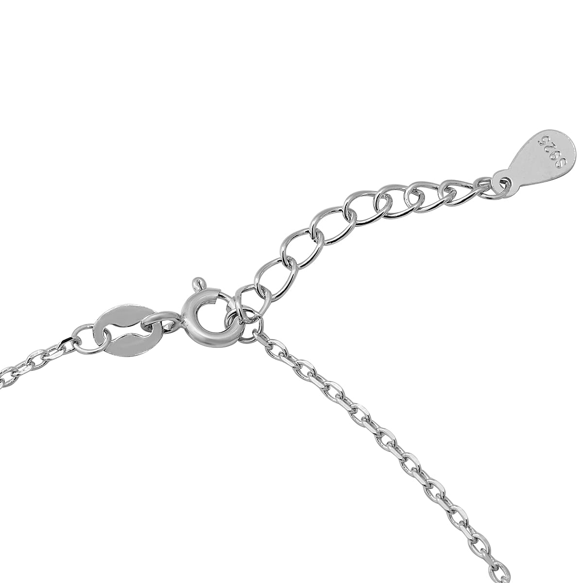 ELANZA Simulated White and Pink Diamond (Rnd), Adjustable Charm Bracelet (Size 7 with 1 inch Extender) in Rhodium Overlay Sterling Silver