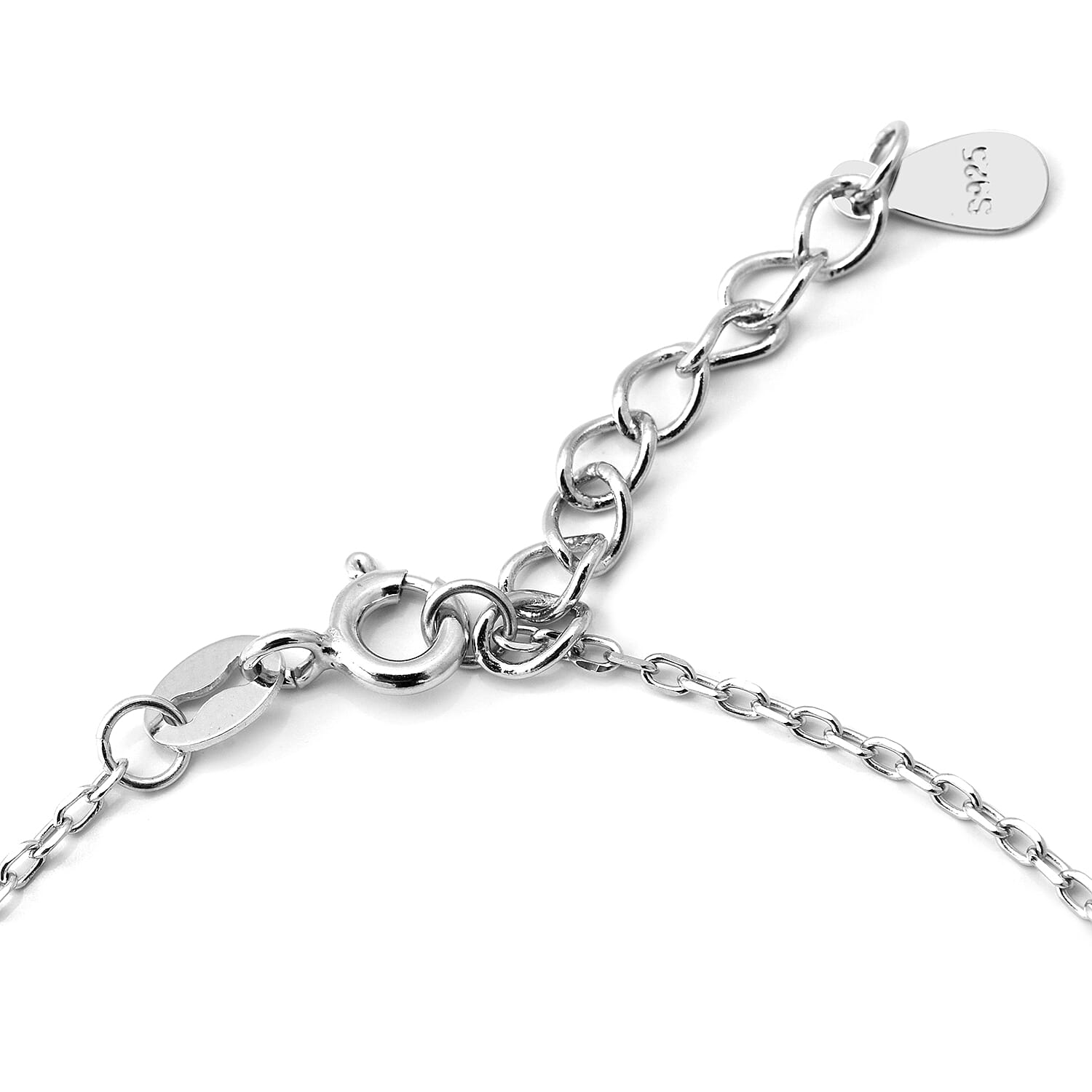 ELANZA Simulated Diamond (Rnd) Adjustable Bracelet (Size 6.75 with 1 inch Extender) in Rhodium Overlay Sterling Silver