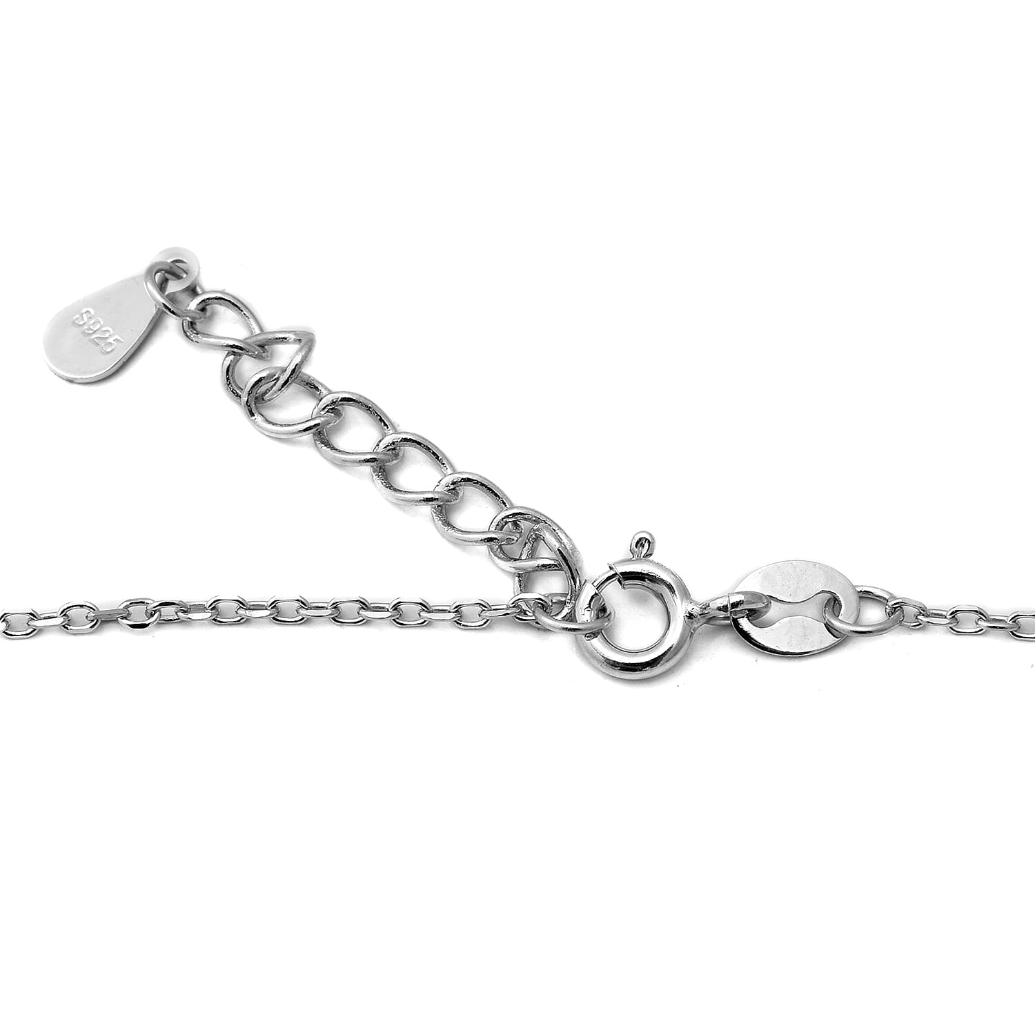 ELANZA Simulated Diamond (Rnd) Adjustable Bracelet (Size 6.75 with 1 inch Extender) in Rhodium Overlay Sterling Silver