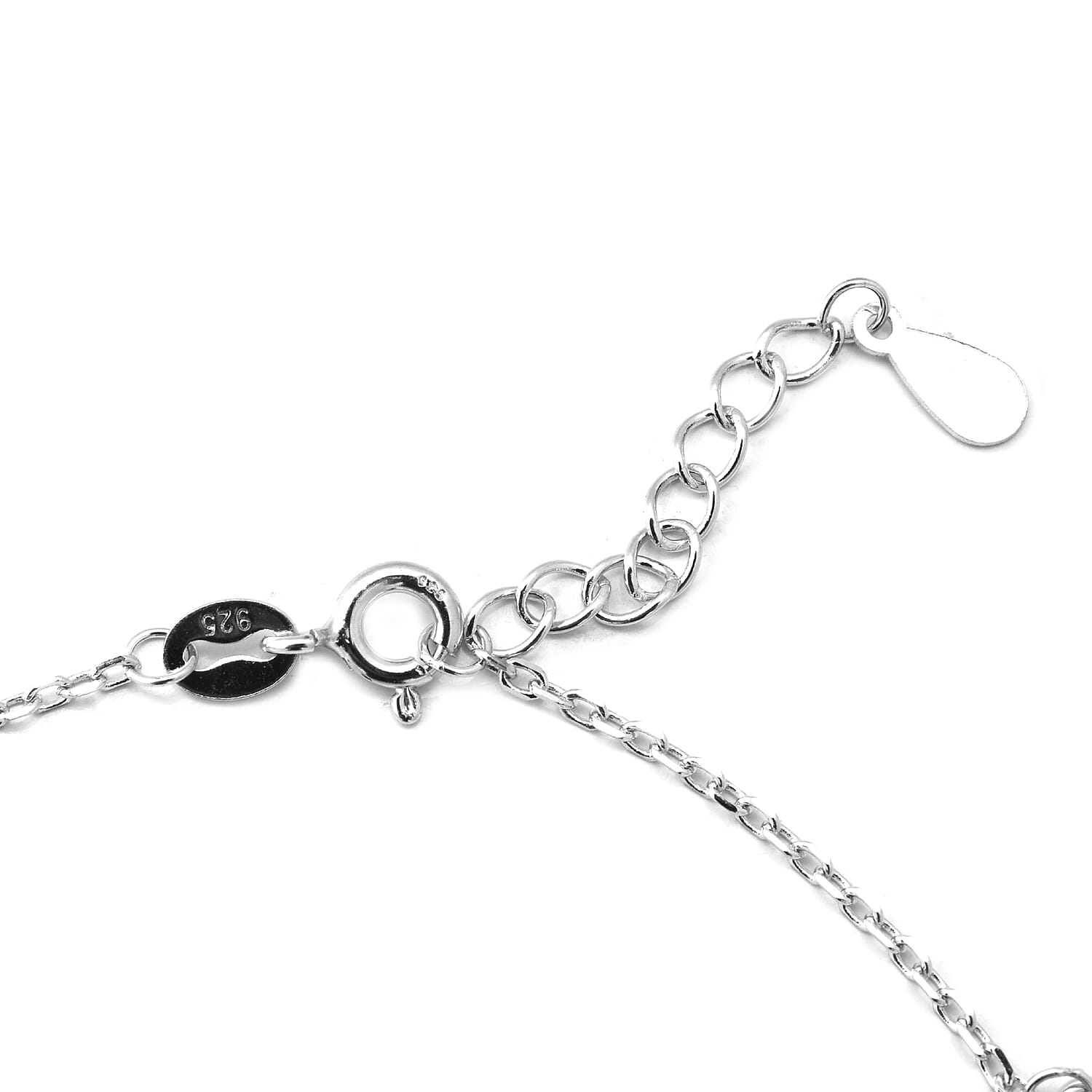 ELANZA AAA Simulated Diamond (Rnd) Adjustable Charm Bracelet (Size 7 with 1 inch Extender) in Rhodium Overlay Sterling Silver