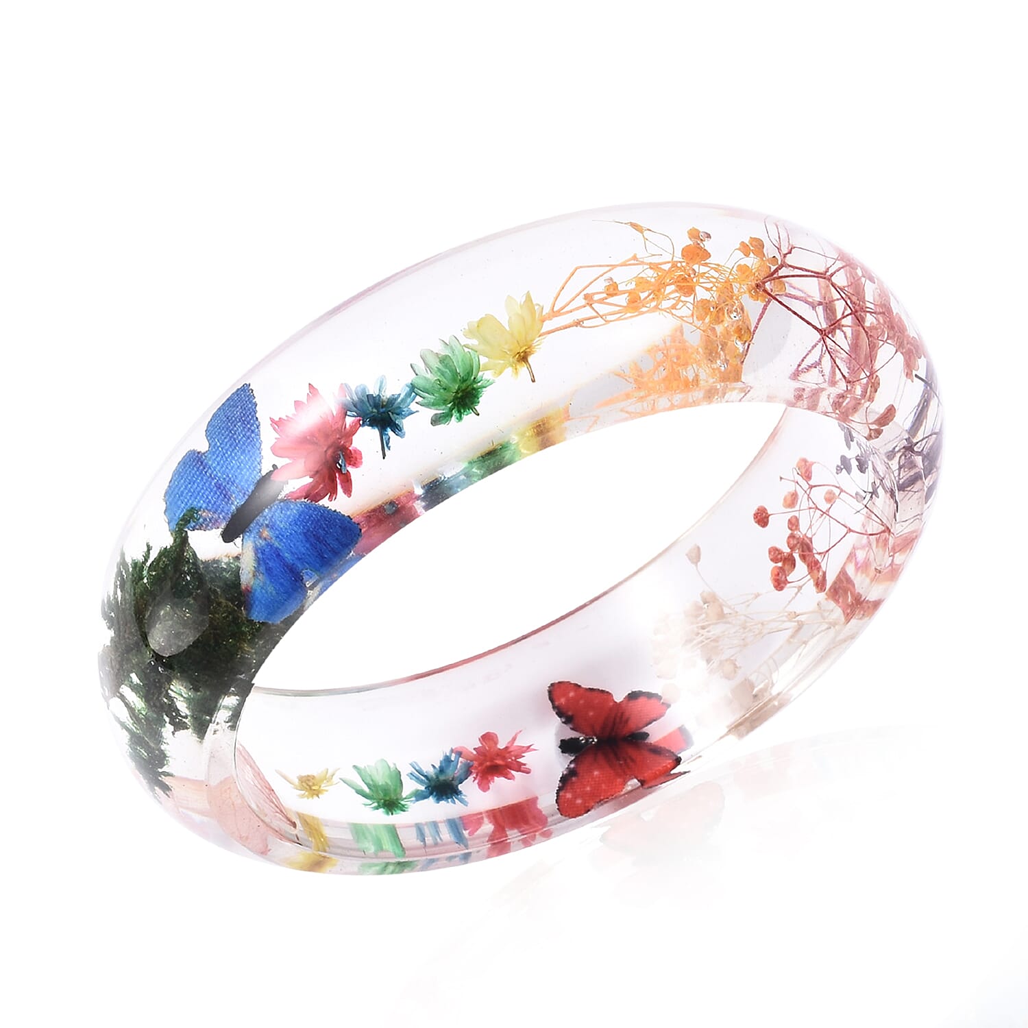 Pressed Flower Multi Colour Butterfly Bangle (Size 7.5)
