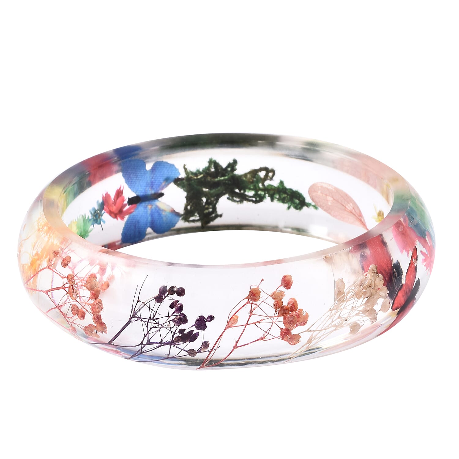 Pressed Flower Multi Colour Butterfly Bangle (Size 7.5)