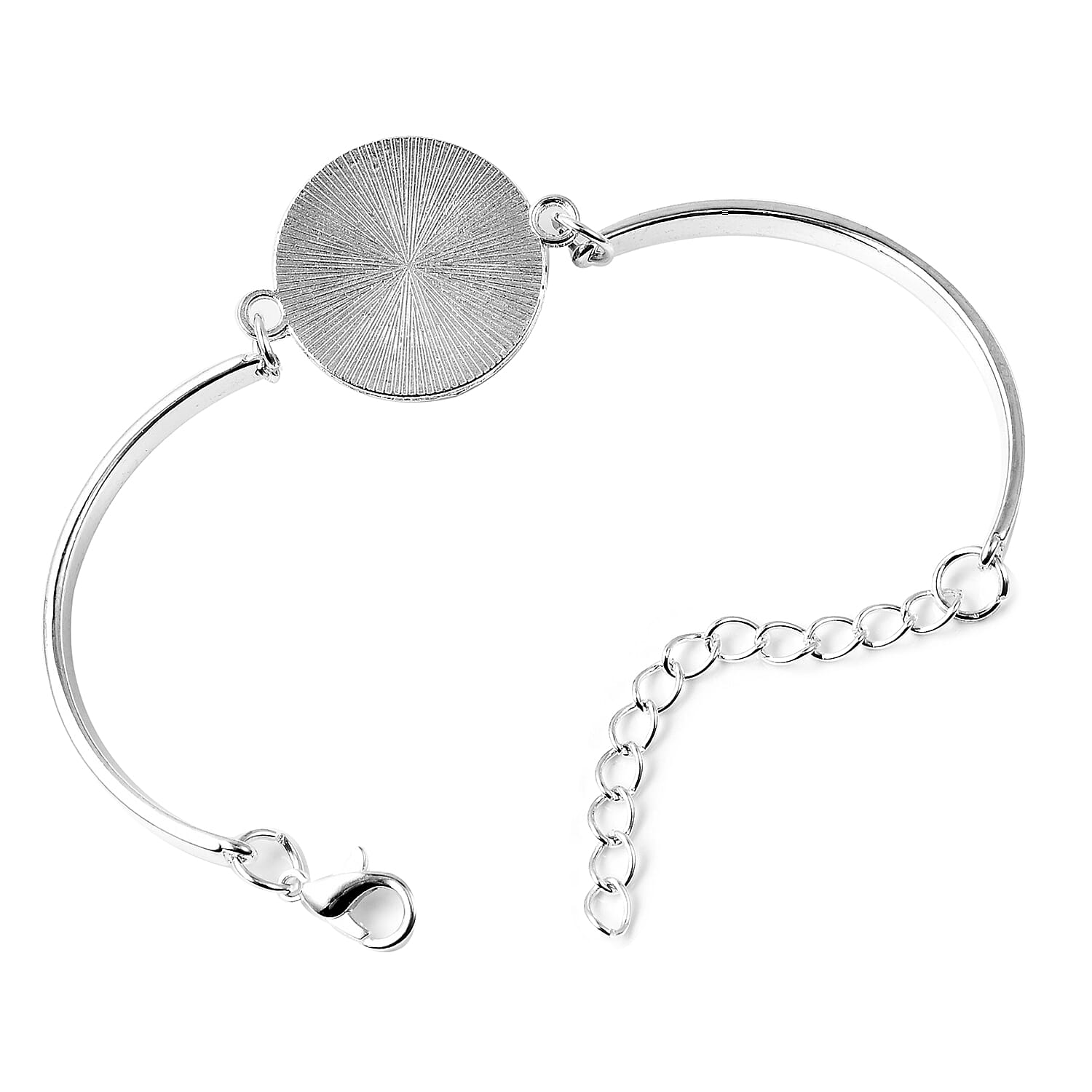 Pressed Flower Adjustable Bracelet (Size 6.5 with 2 inch Extender) in Silver Tone