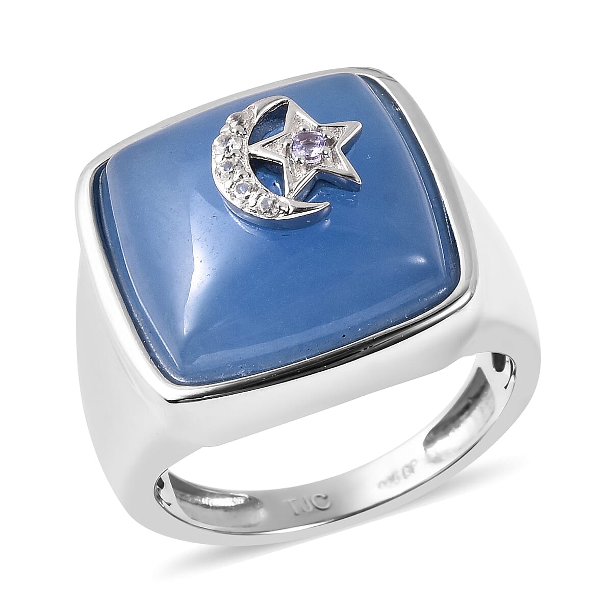 GP 18.13 Ct Blue Jade and Tanzanite and Multi Gemstone Crescent 