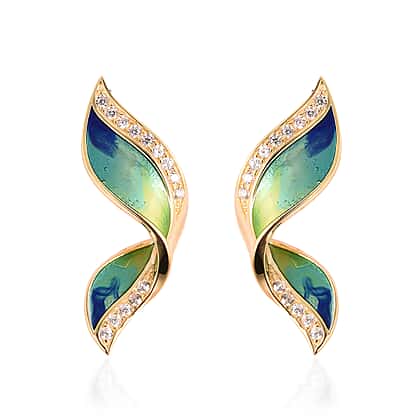 Blue Butterfly Wing with GP Overlay Earrings