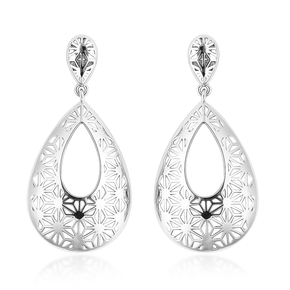 GP - Blue Sapphire Dangle Earrings (with Push Back) in Rhodium Overlay Sterling Silver