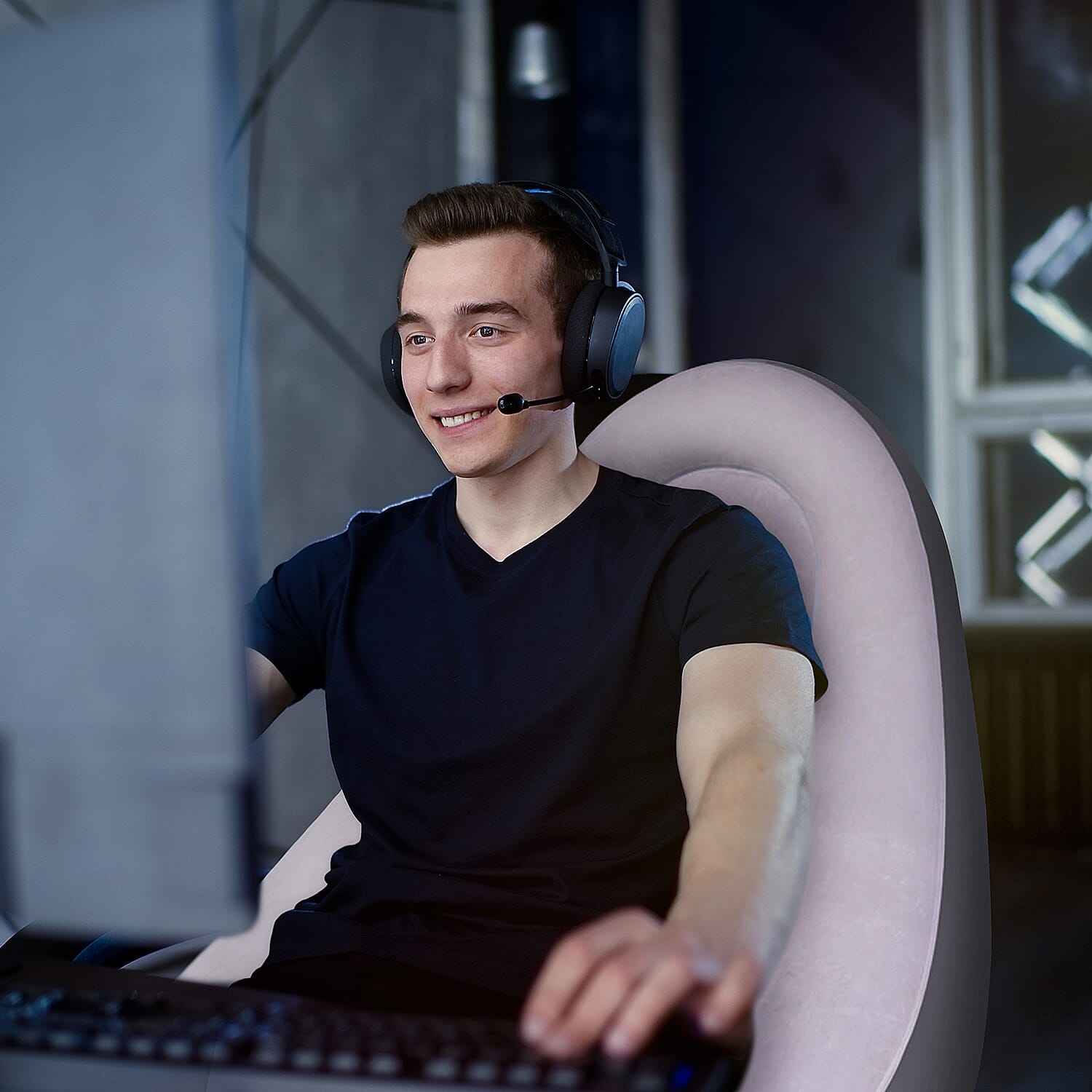 2 Piece Set - Deluxe Lounger Chair with Ottoman Foot Stool (Size 116x98x83 Cm) - Grey