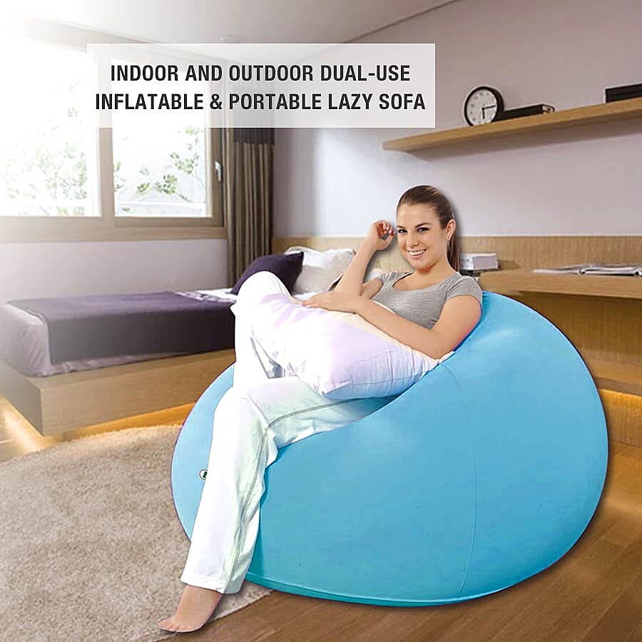 Inflatable and Portable Lazy Chair (Size: 105x105x65cm) - Blue