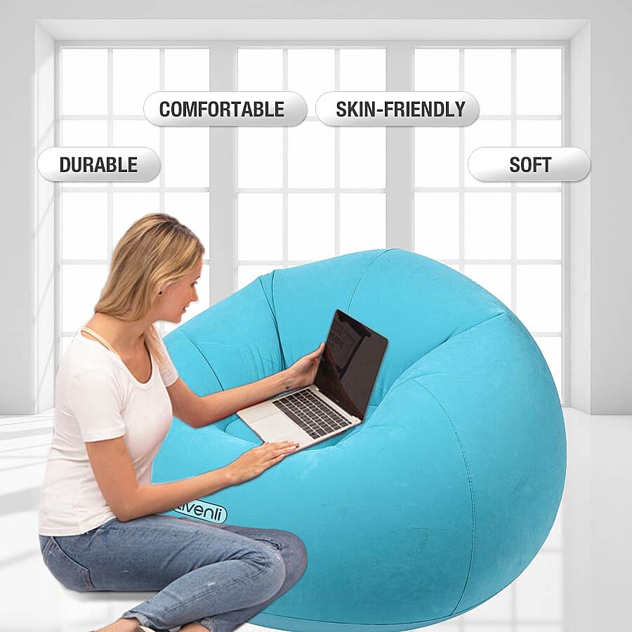 Inflatable and Portable Lazy Chair (Size: 105x105x65cm) - Blue