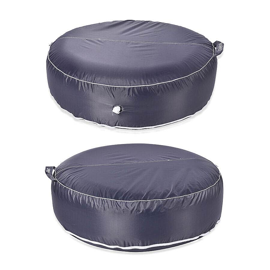 Indoor Outdoor Inflatable Round Pouffe (Size 97 Cm) - Grey