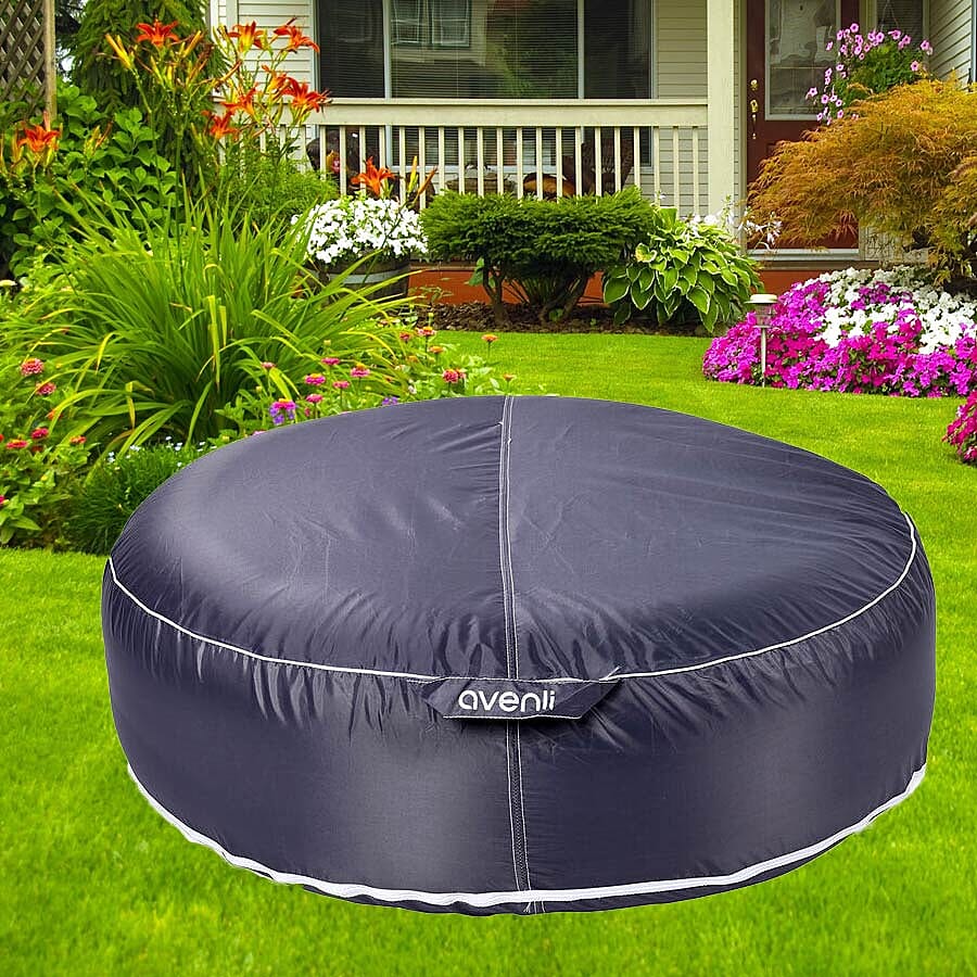 Indoor Outdoor Inflatable Round Pouffe (Size 97 Cm) - Grey