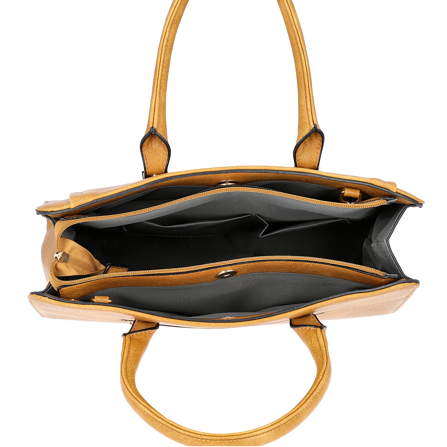 Yellow Satchel Bag with Zipper Closure and Adjustable Shoulder Strap (Size 35x9x27 Cm)