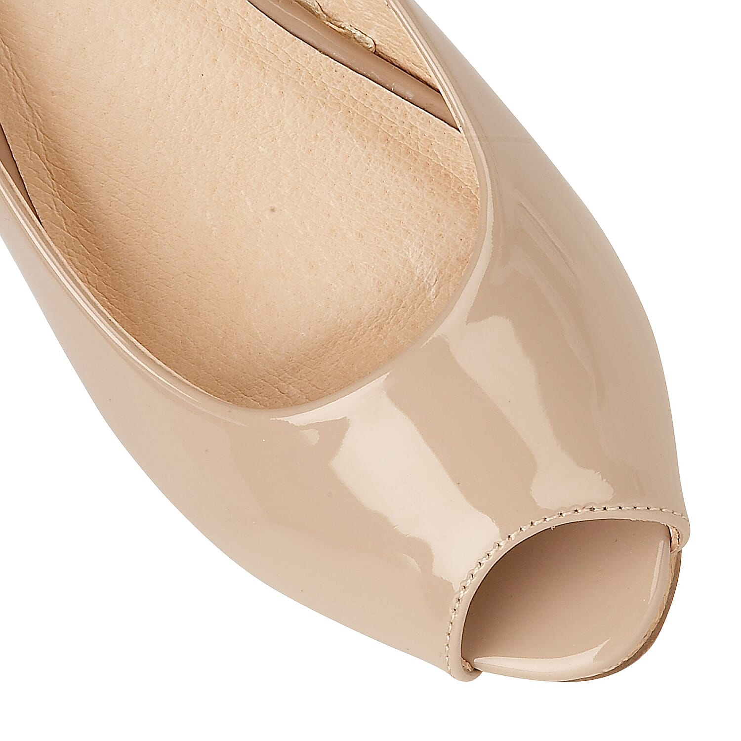 Lotus Patent Odina Peep-Toe Wedge Shoes - Nude