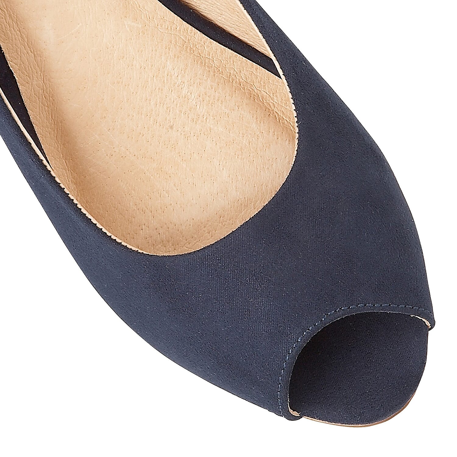 Lotus Microfibre Odina Peep-Toe Wedge Shoes in Navy Colour