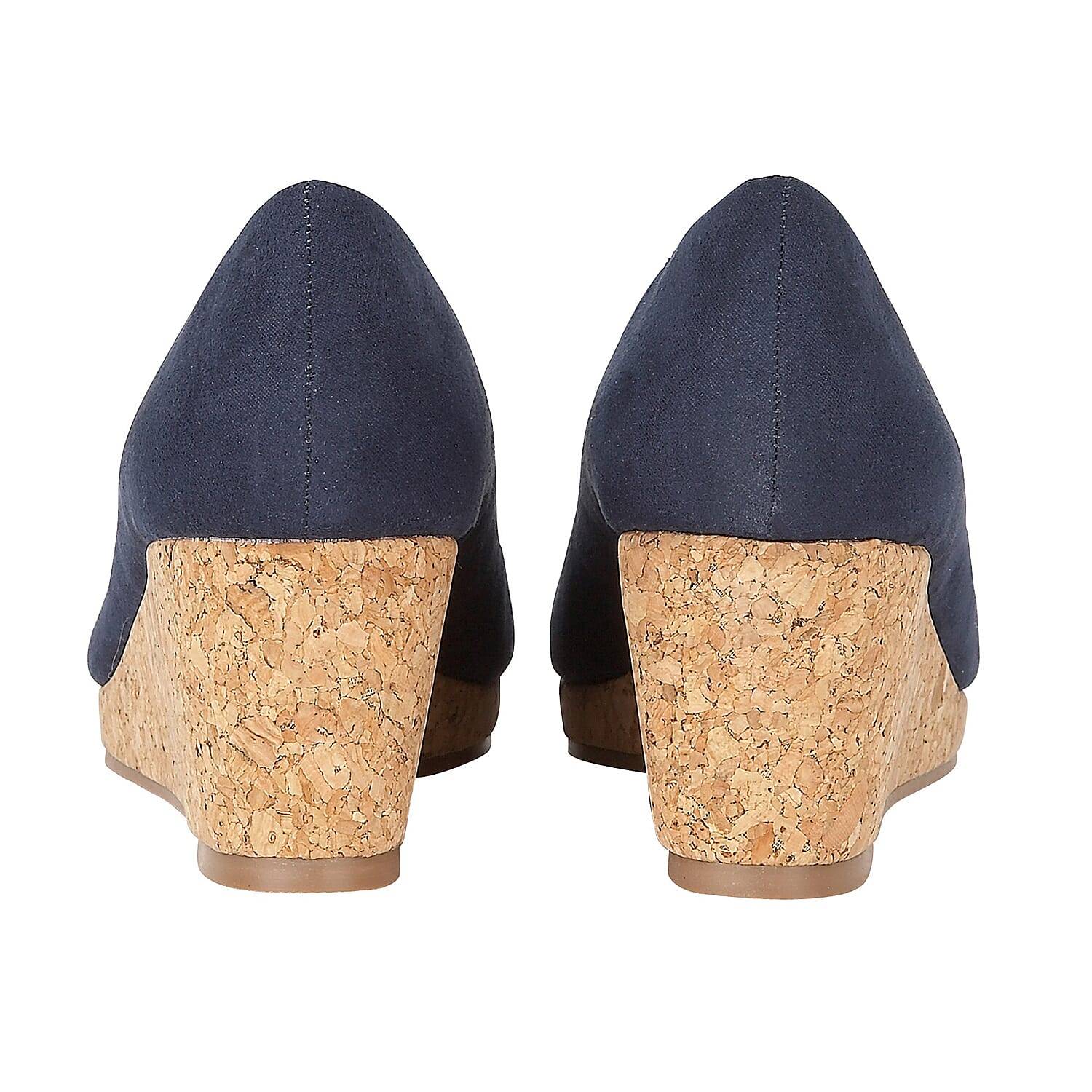 Lotus Microfibre Odina Peep-Toe Wedge Shoes in Navy Colour
