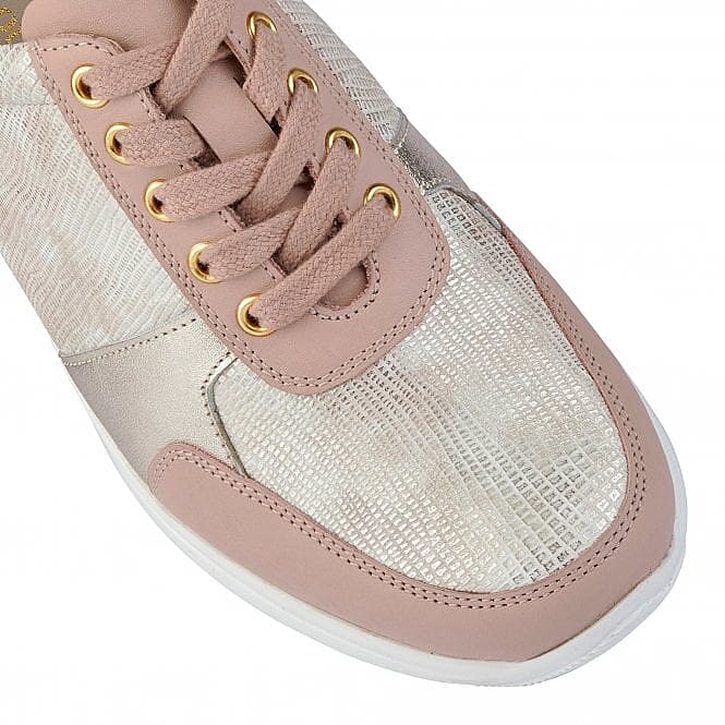 Lotus Stressless Leather Florence Lace-Up Trainers in Pink Colou