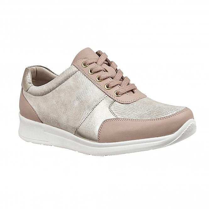 Lotus Stressless Leather Florence Lace-Up Trainers in Pink Colou