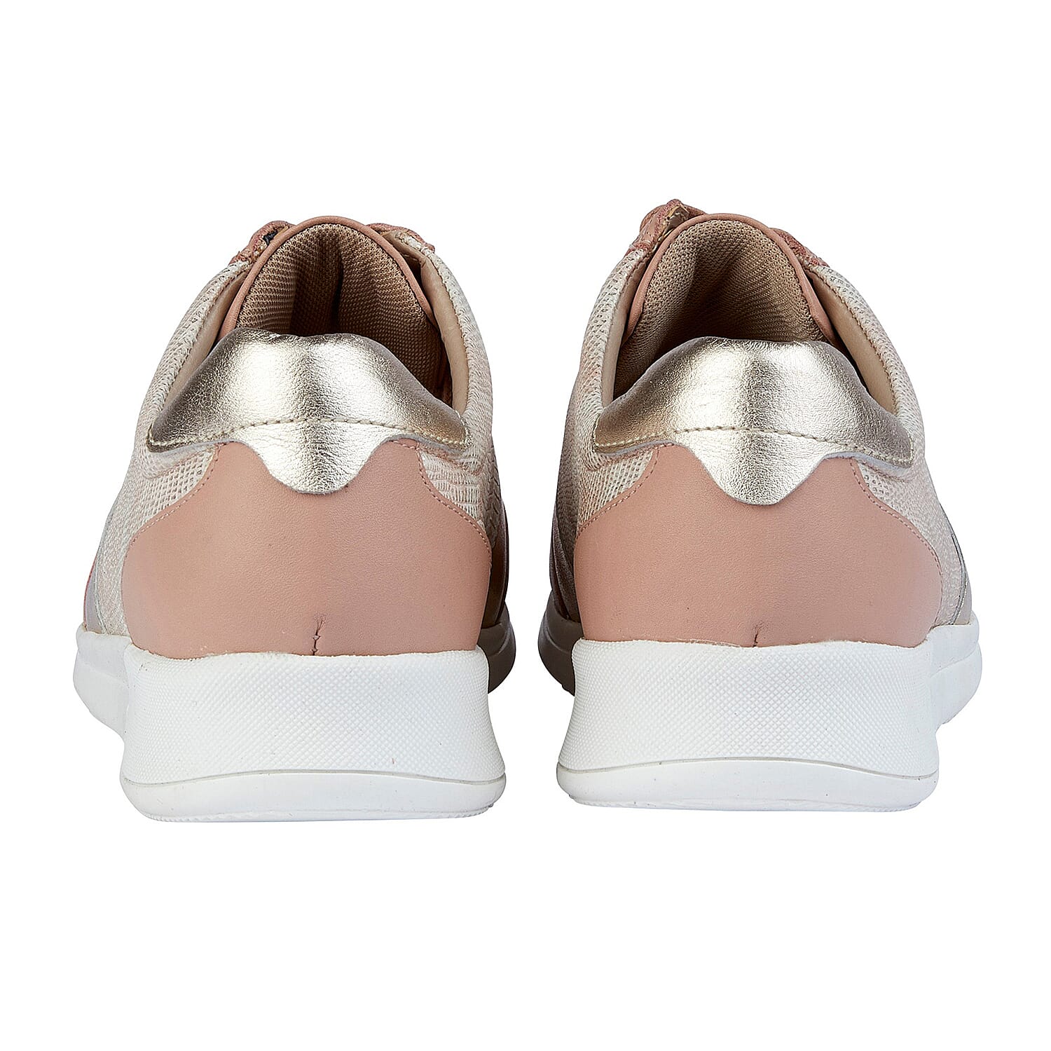 Lotus Stressless Leather Florence Lace-Up Trainers in Pink Colou