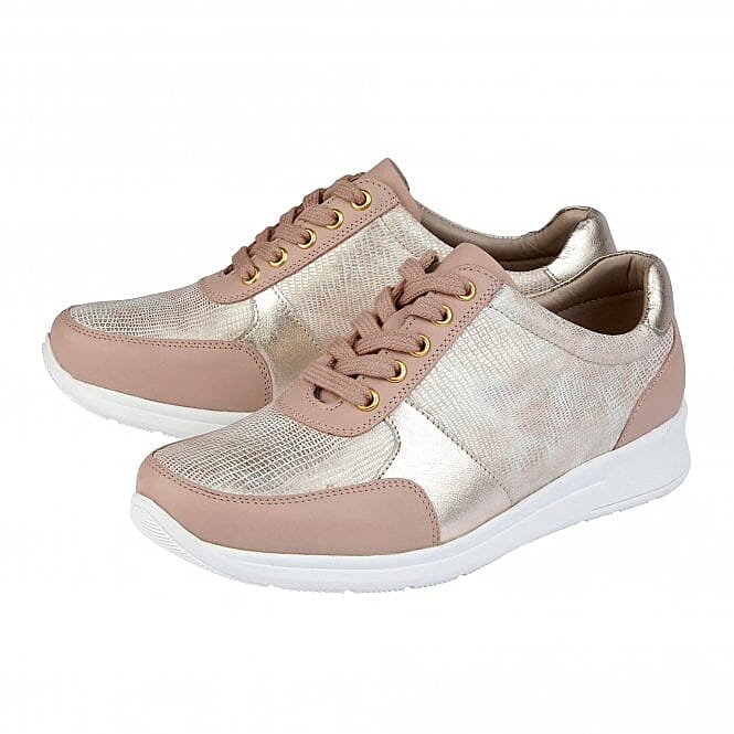 Lotus Stressless Leather Florence Lace-Up Trainers (Size 5) - Pink