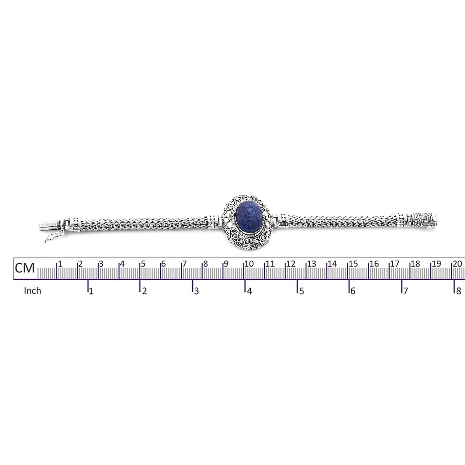 Tanzanite (Ovl 18x13mm) Tulang Naga Chain Bracelet (Size 7.5) in Sterling Silver 20.00 Ct, Silver Wt 33.00 Gms