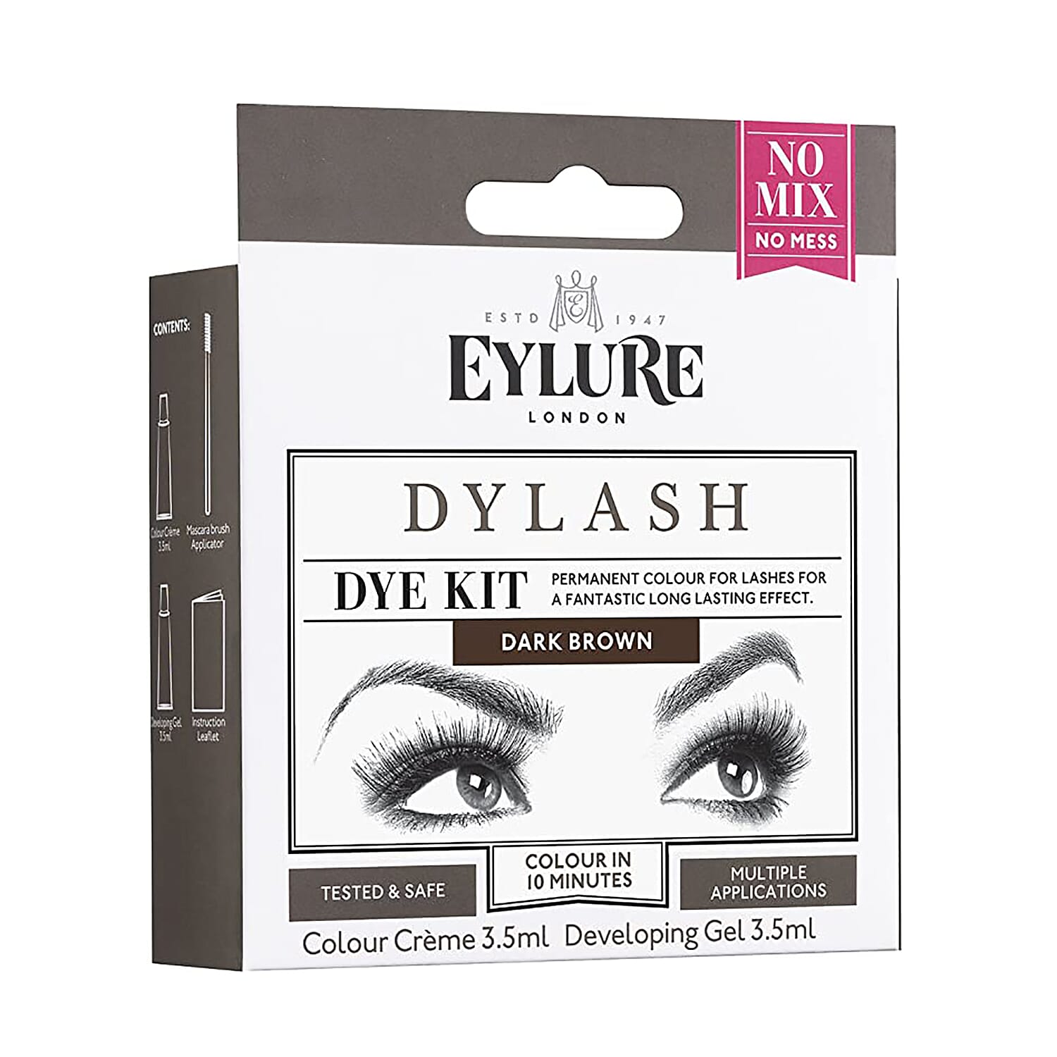 Eylure London - Dylash Dark Brown Dye Kit inclds. Activating Gel (3.5ml) and Developer Gel (3.5ml)