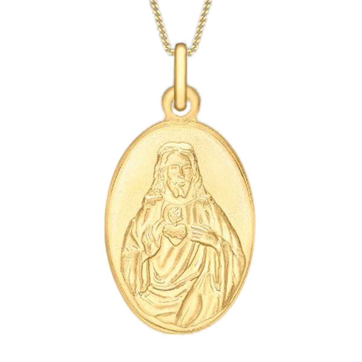 9K Yellow Gold Jesus Sacred Heart Medal Pendant, Gold wt 1.40 Gms