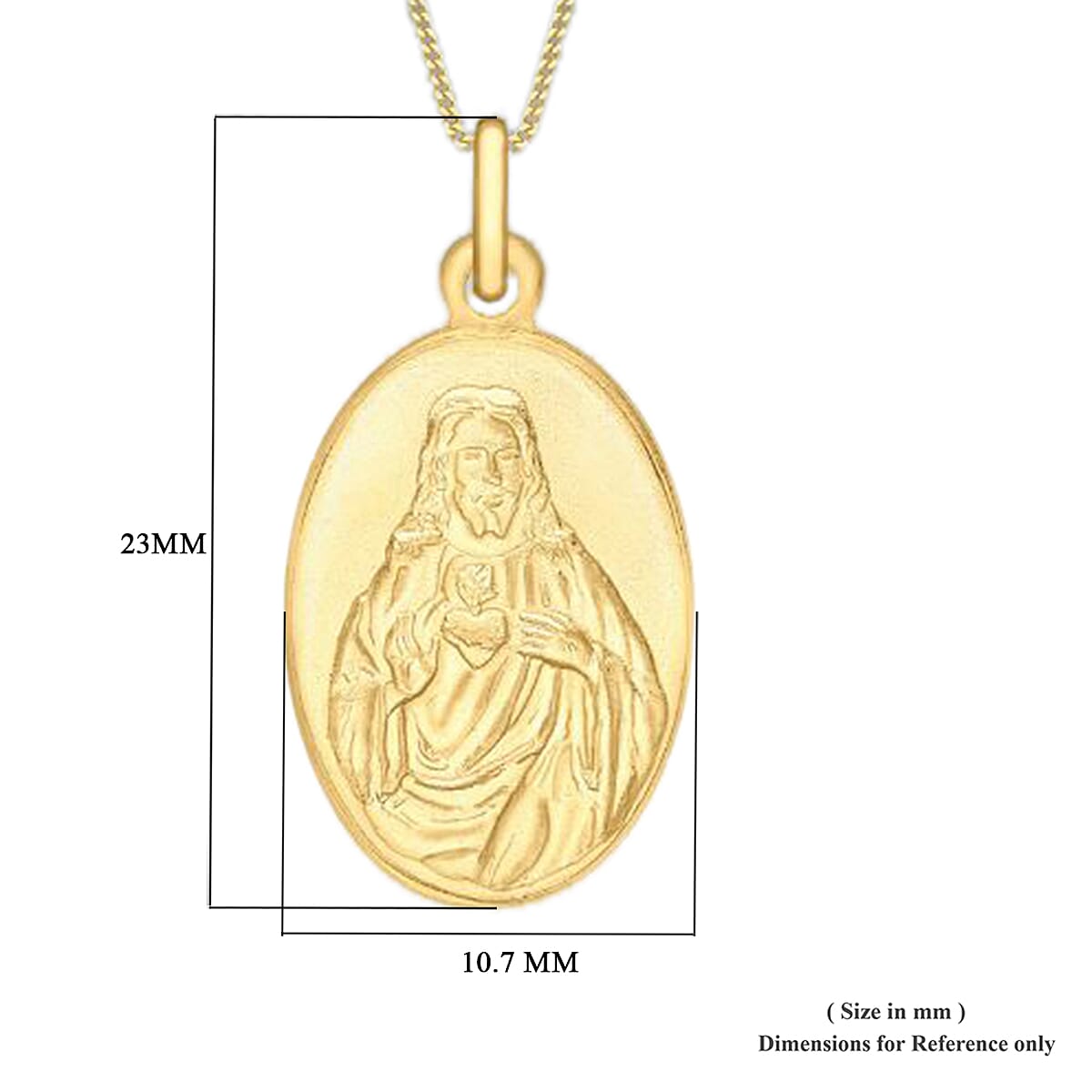 9K Yellow Gold Jesus Sacred Heart Medal Pendant, Gold wt 1.40 Gms