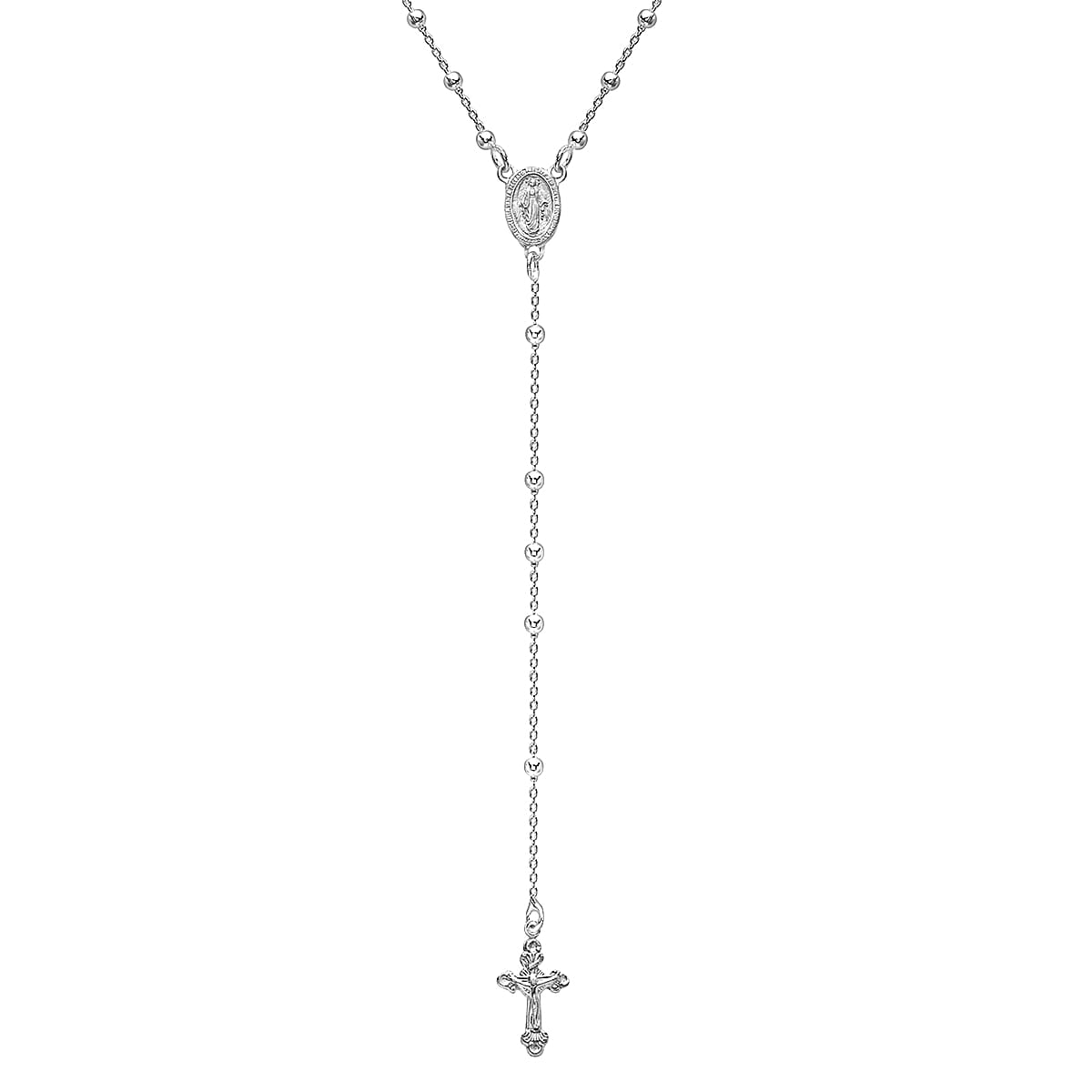 Sterling Silver Ball Rosary Necklace (Size 24), Silver wt 6.70 Gms