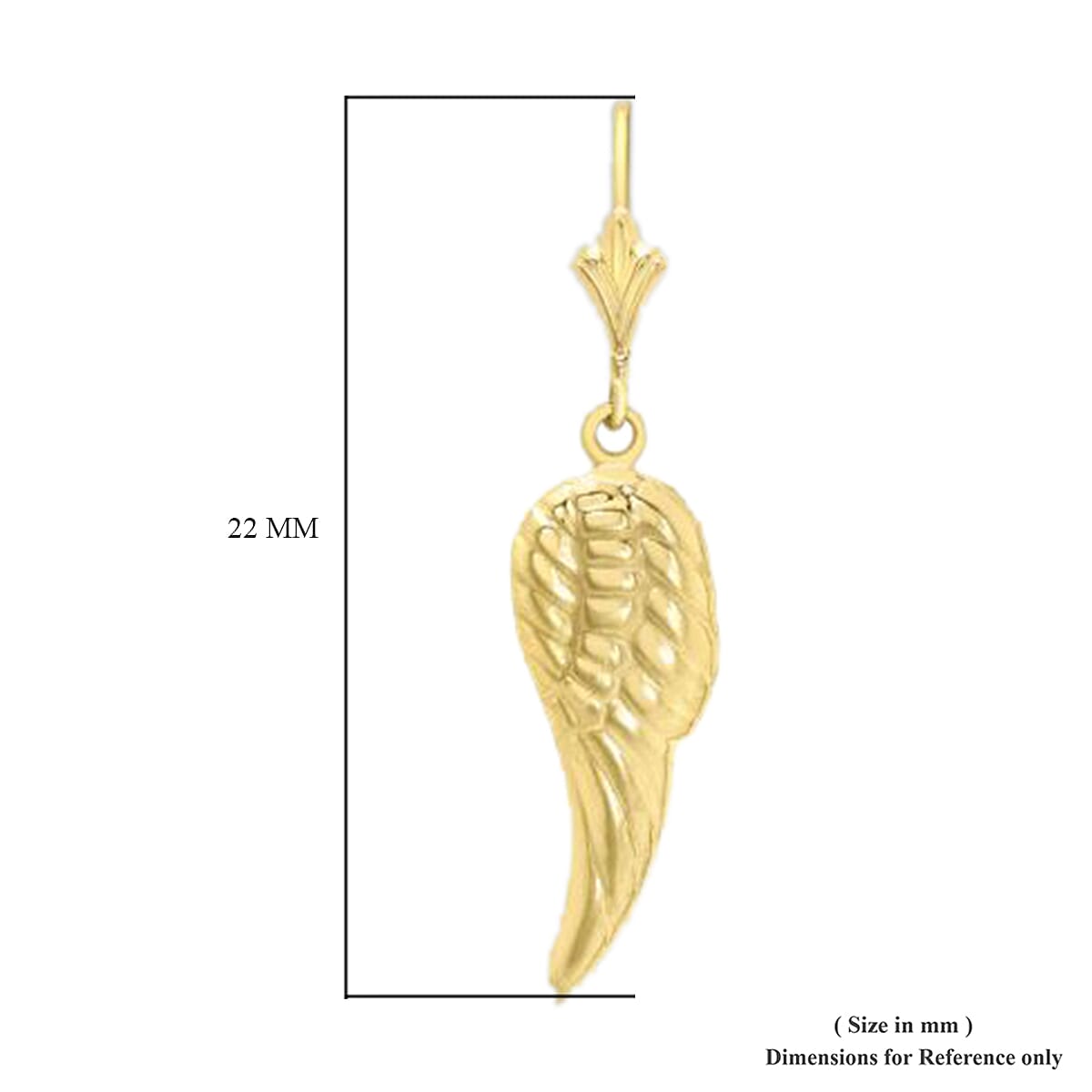 9K Yellow Gold Angel Wing Drop Fancy Lever Back Earrings