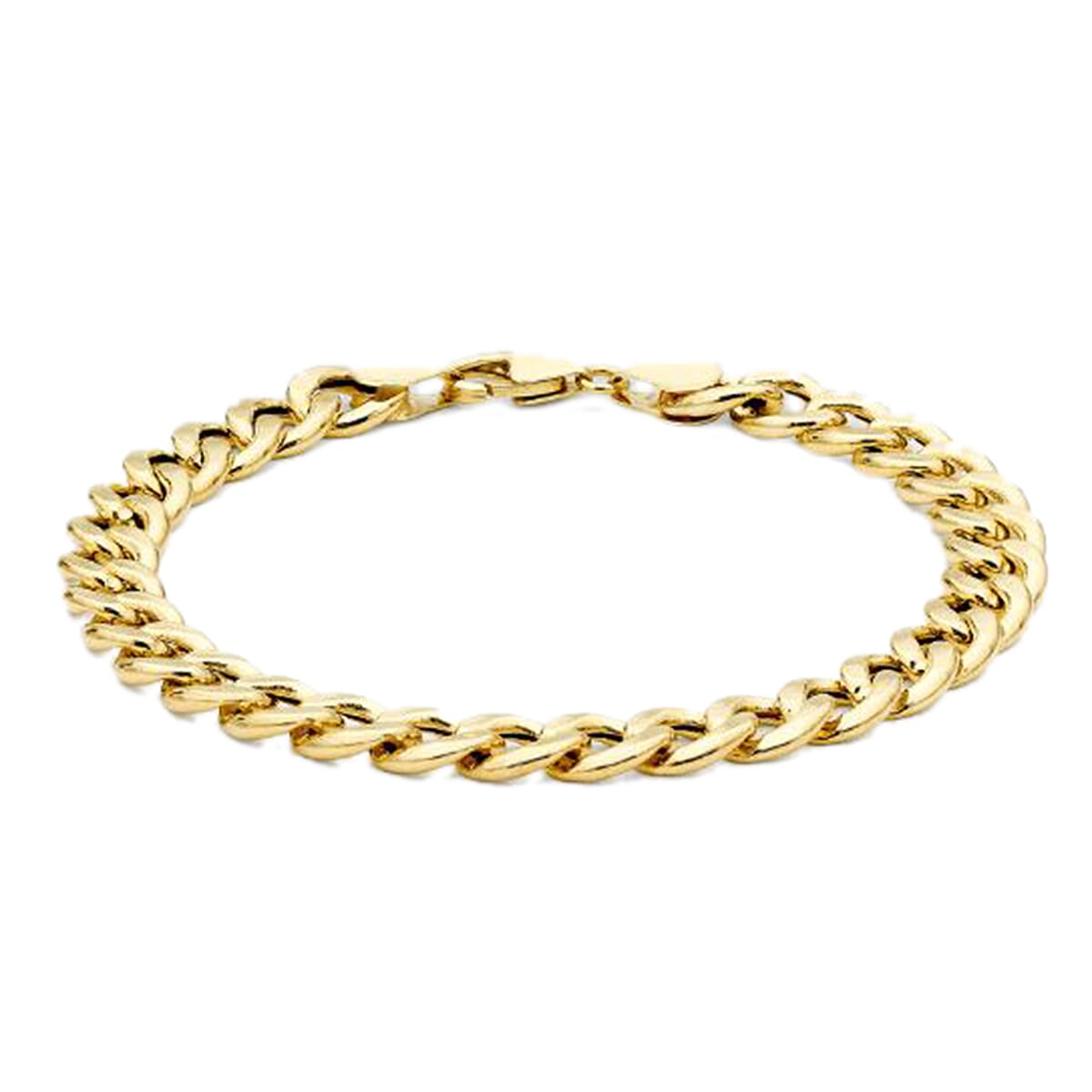 9K Yellow Gold Hollow Oval Curb Bracelet (Size 8) with Lobster Clasp, Gold Wt 7.80 Gms