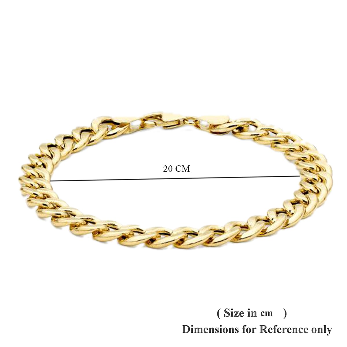 9K Yellow Gold Hollow Oval Curb Bracelet (Size 8) with Lobster Clasp, Gold Wt 7.80 Gms