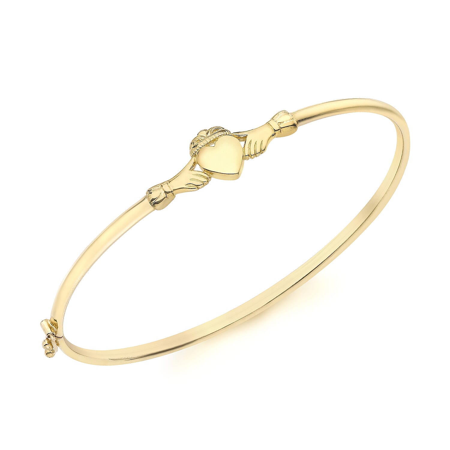 9K Yellow Gold Claddagh Bangle (Size 6.75), Gold wt 4.01 Gms