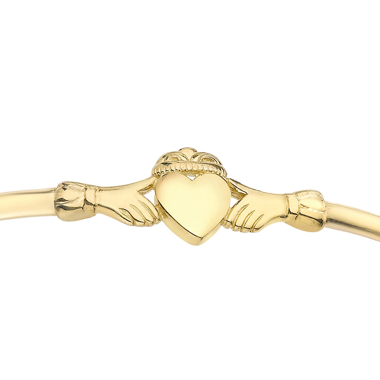 9K Yellow Gold Claddagh Bangle (Size 6.75), Gold wt 4.01 Gms