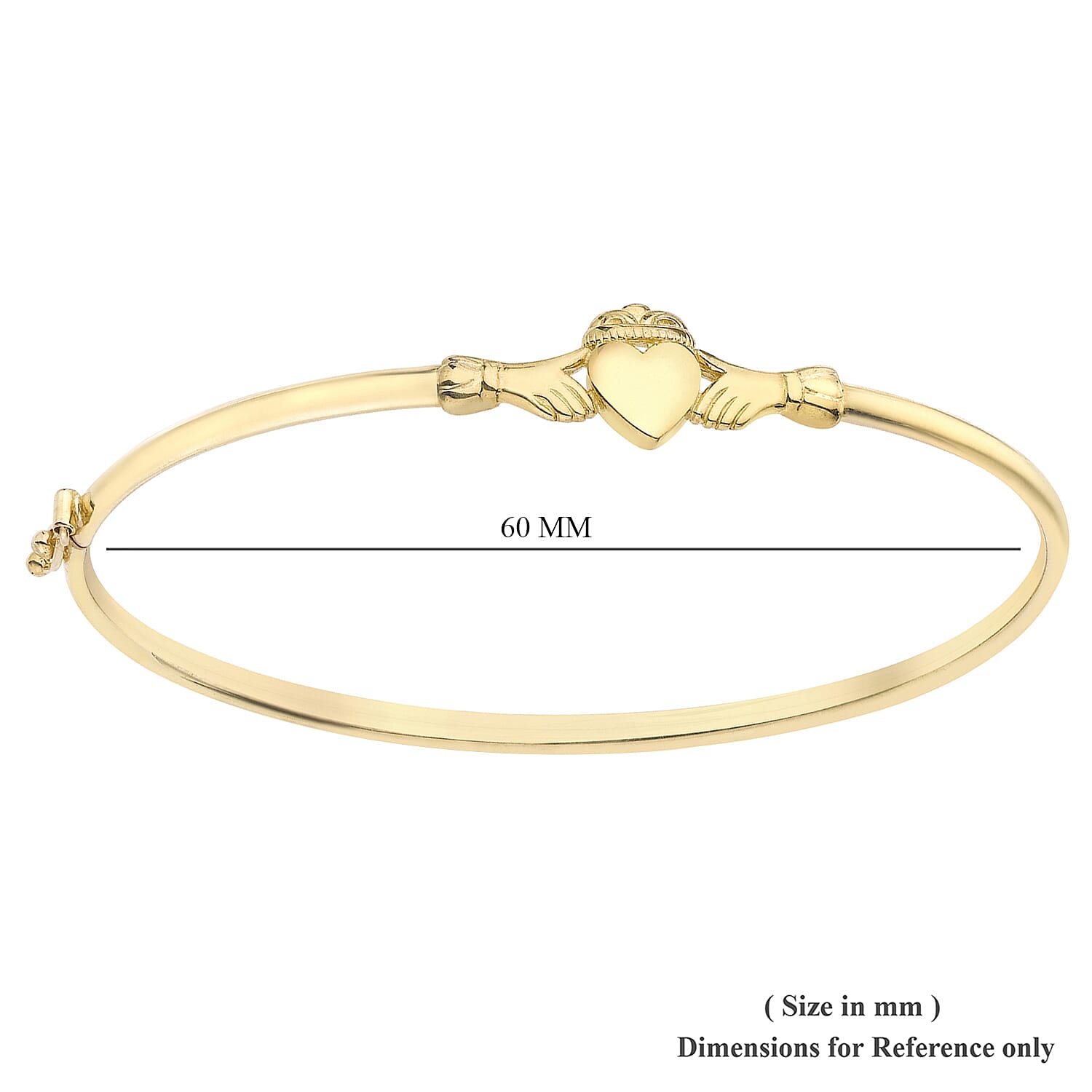 9K Yellow Gold Claddagh Bangle (Size 6.75), Gold wt 4.01 Gms