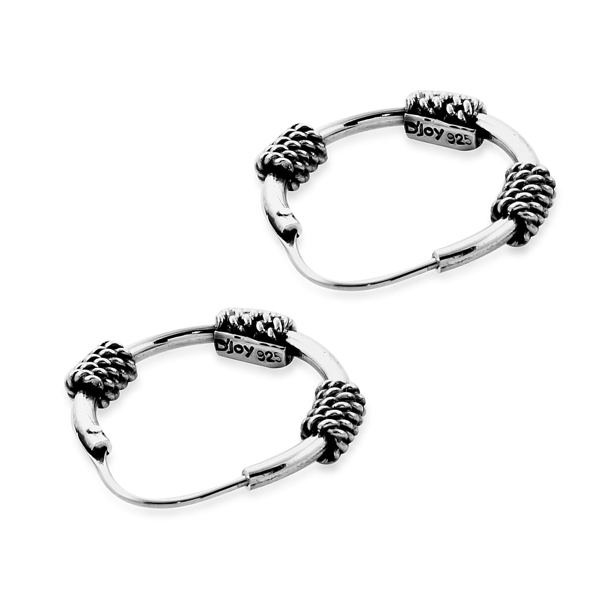 Royal Bali Collection - Sterling Silver Hoop Earrings (with Clasp Lock), Silver wt 3.40 Gms