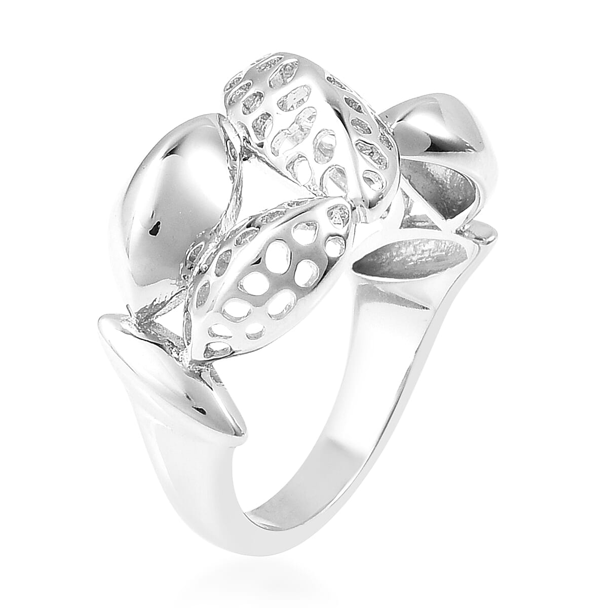 Leaf Collection - RACHEL GALLEY Rhodium Overlay Sterling Silver Lattice Leaf Ring