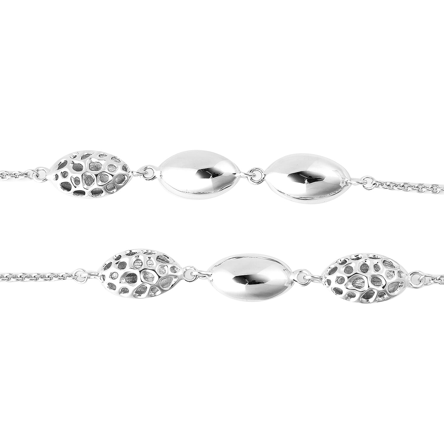RACHEL GALLEY Pebble Collection - Rhodium Overlay Sterling Silver Station Necklace (Size 30), Silver wt 22.36 Gms