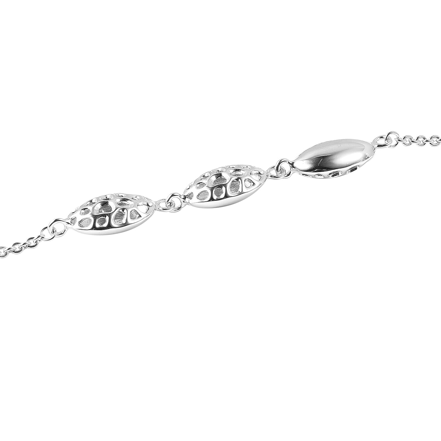 RACHEL GALLEY Pebble Collection - Rhodium Overlay Sterling Silver Station Necklace (Size 30), Silver wt 22.36 Gms