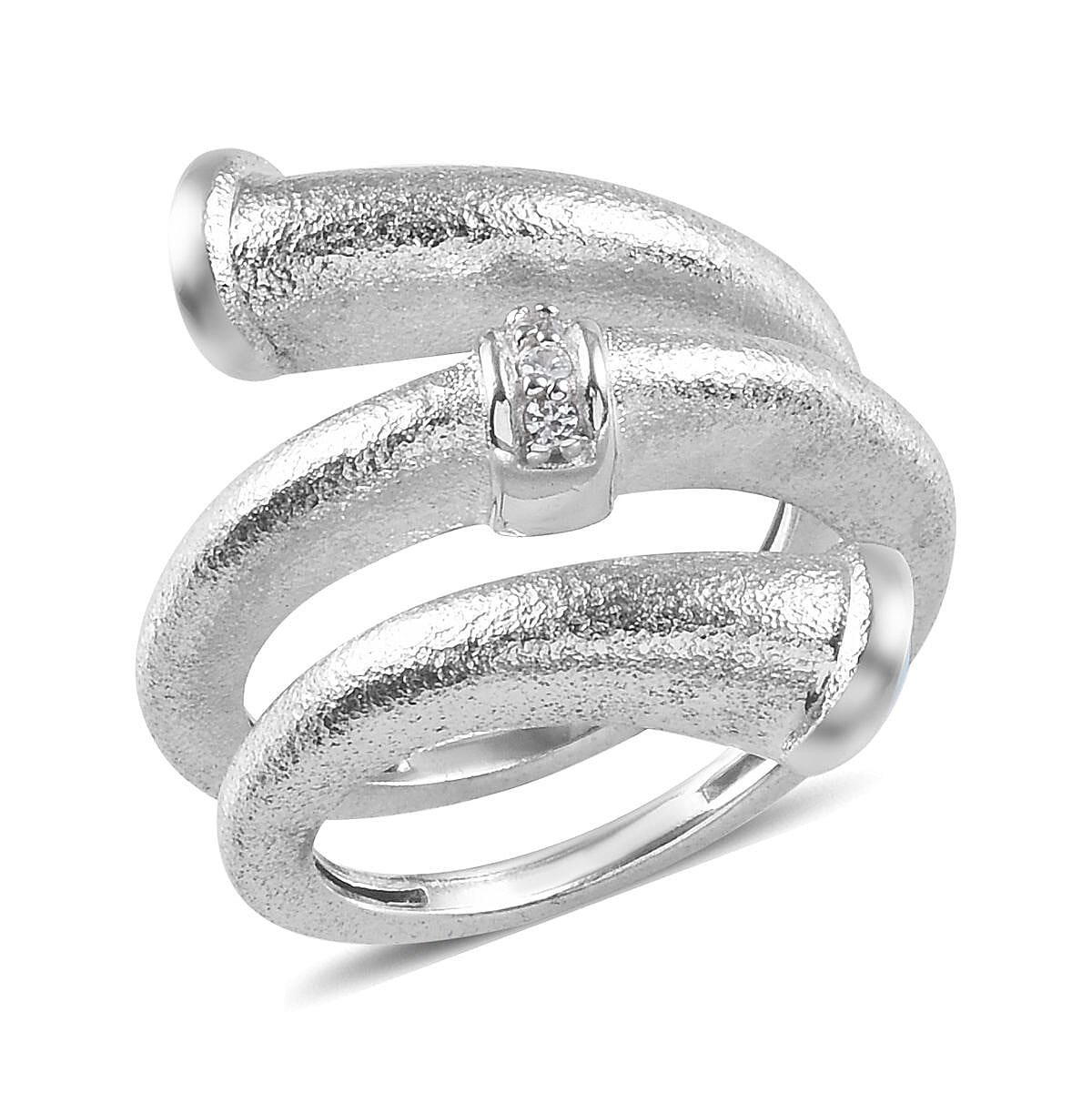 Arizona Sleeping Beauty Turquoise and Natural Cambodian Zircon Double Tip Ring in Platinum Overlay Sterling Silver 1.05 Ct, Silver wt 6.60 Gms