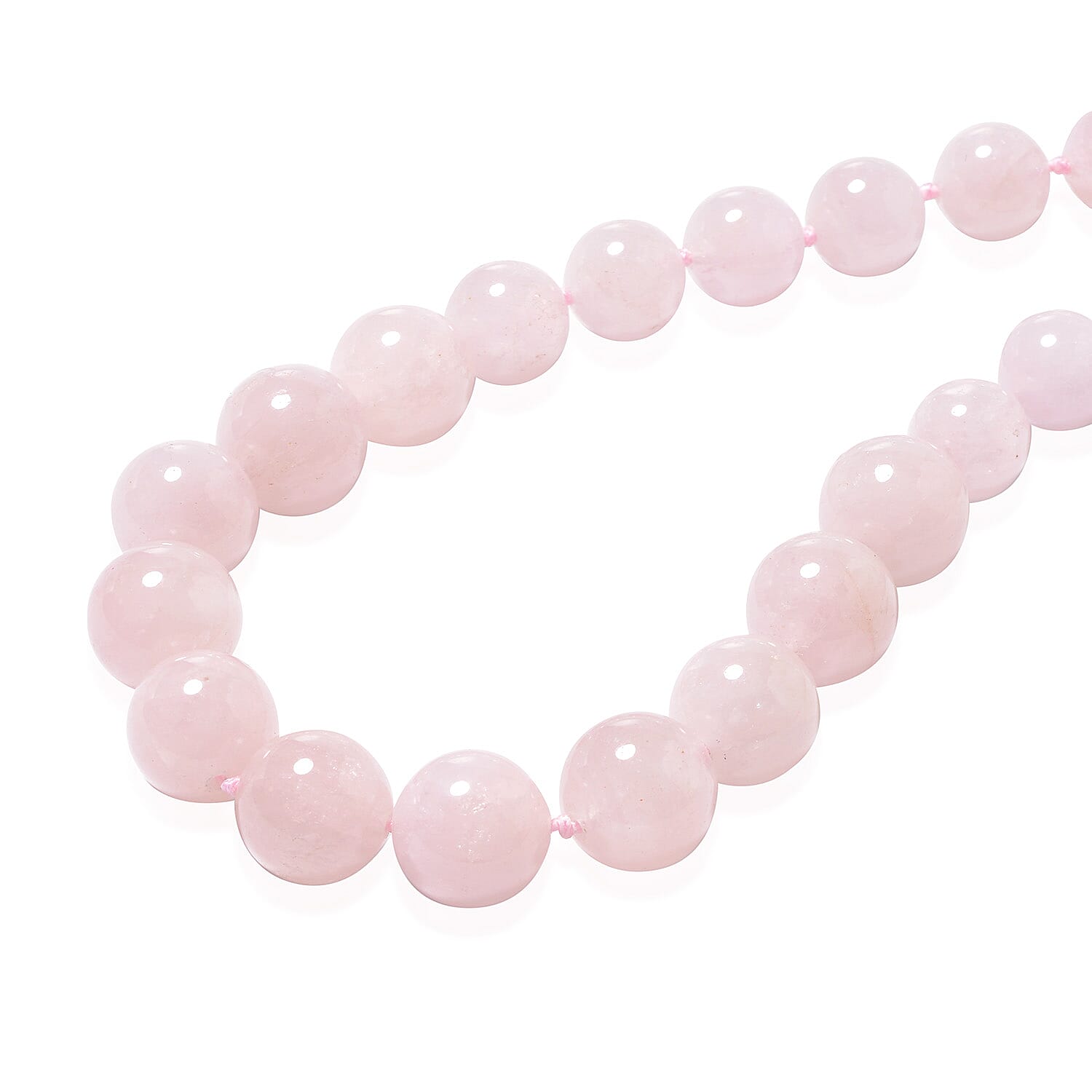 One Time Deal- Morganite (Rnd 8-13mm) Necklace (Size 20) with Magnetic Lock in Sterling Silver 370.50 Ct.