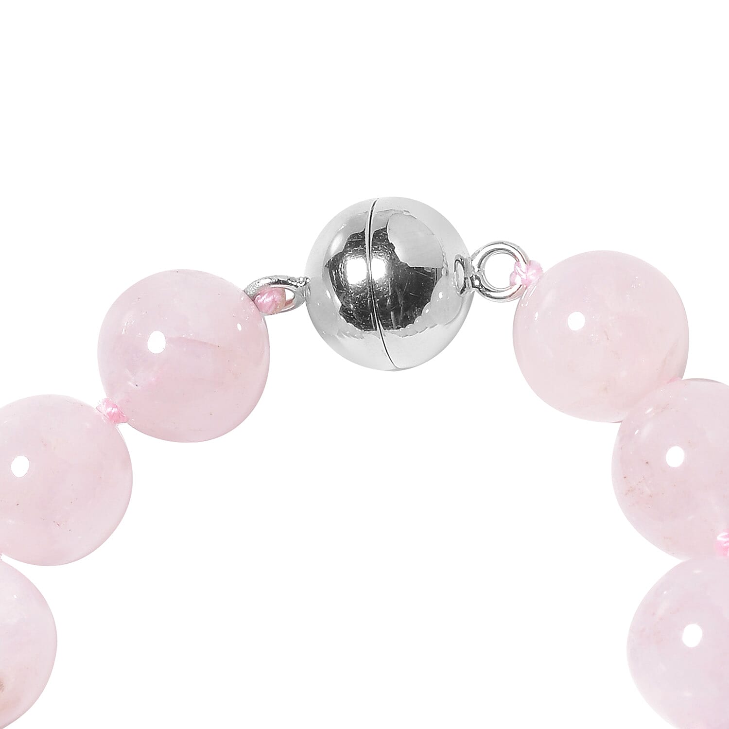 One Time Deal- Morganite (Rnd 8-13mm) Necklace (Size 20) with Magnetic Lock in Sterling Silver 370.50 Ct.